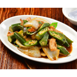 蔥油秋葵松板肉